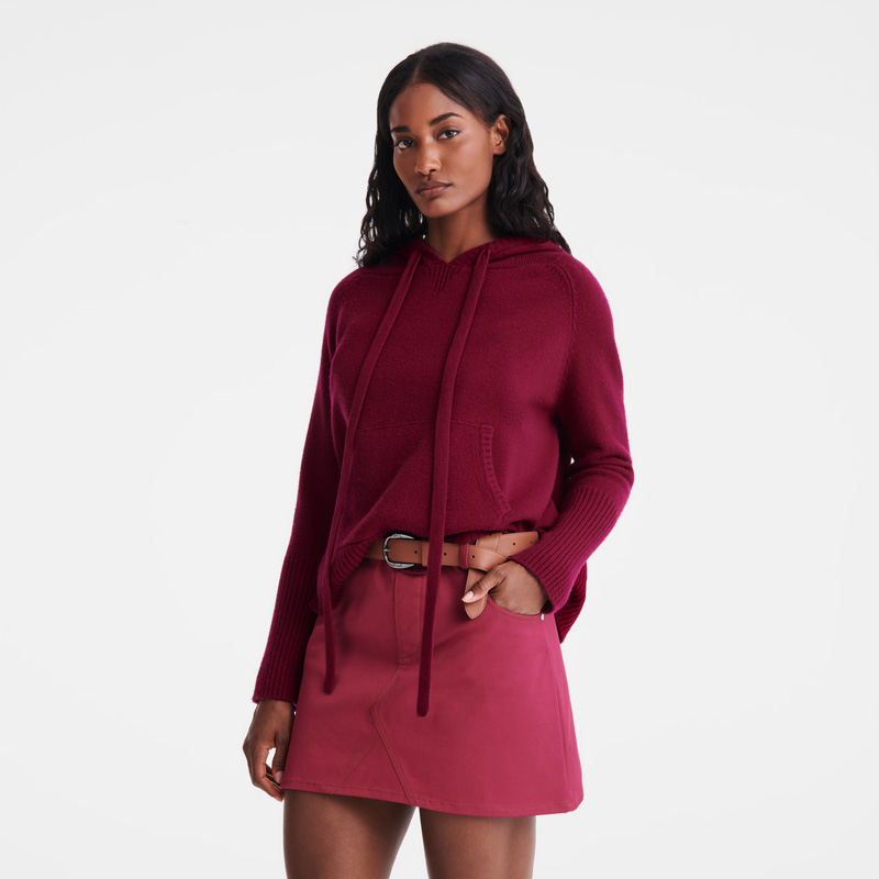 Longchamp |Kapuzenpullover Rote Bete – Strick |Rote Bete
