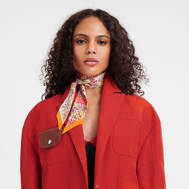 Longchamp |Bandeau-Blumencollier Orange – Seide |Orange