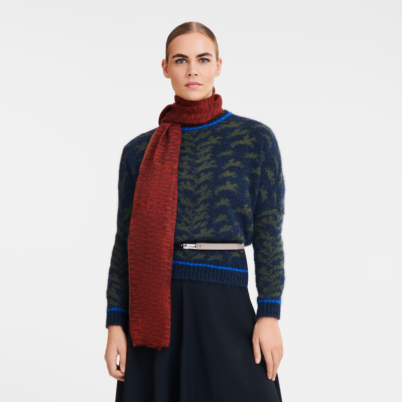 Longchamp |Chevaux-Stola Burgunderrot – Pferdeprint |Burgunderrot