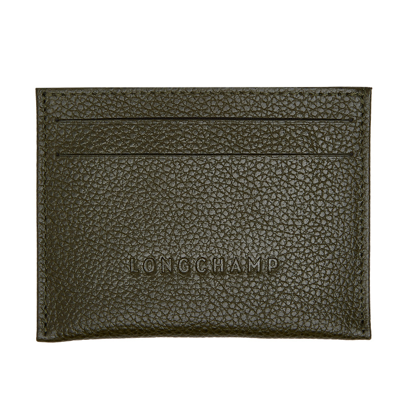 Longchamp |Le Foulonn Kartenetui Khaki – Leder |Khaki