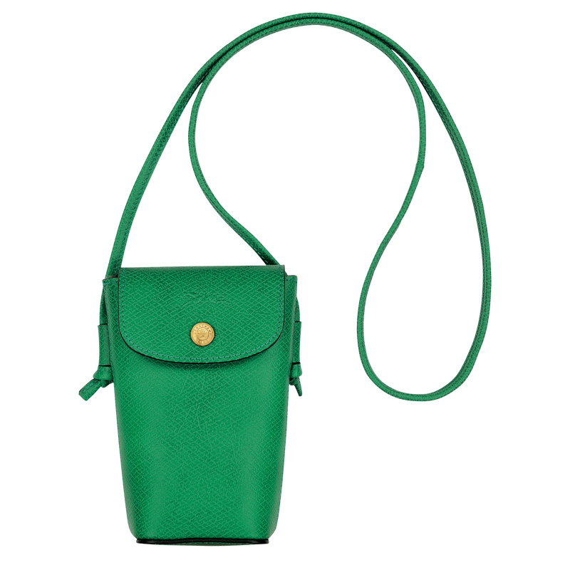 Longchamp |Pure Handyhülle mit Lederband Grün – Leder |Grün