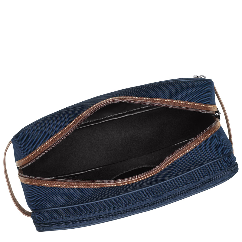 Longchamp |Boxford Kulturbeutel, Blau – Recyceltes Canvas |Blau