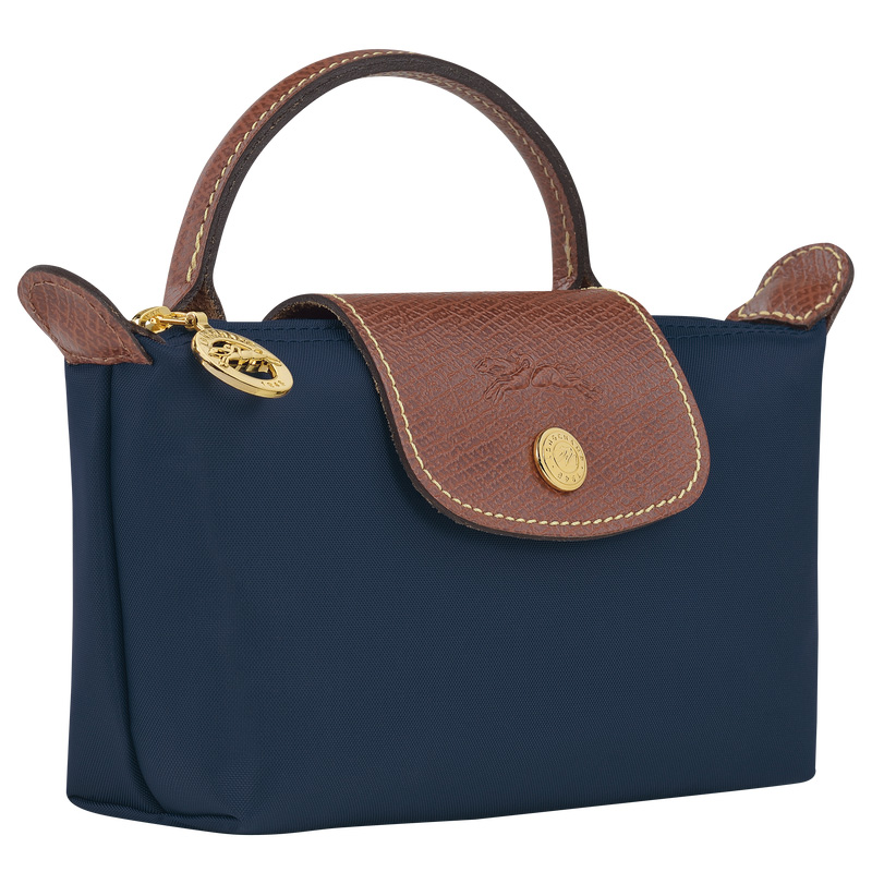 Longchamp |Le Pliage Original Tasche mit Tragegriff, Marineblau – Recyceltes Canvas |Marineblau