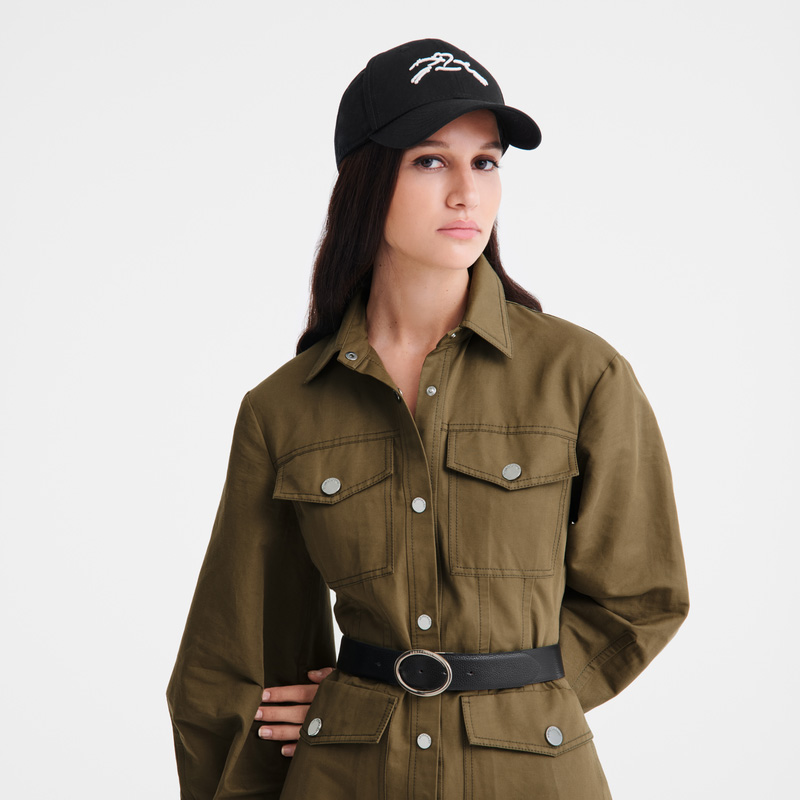 Longchamp |Solide Kappe Schwarz – Bio-Baumwolle |Schwarz