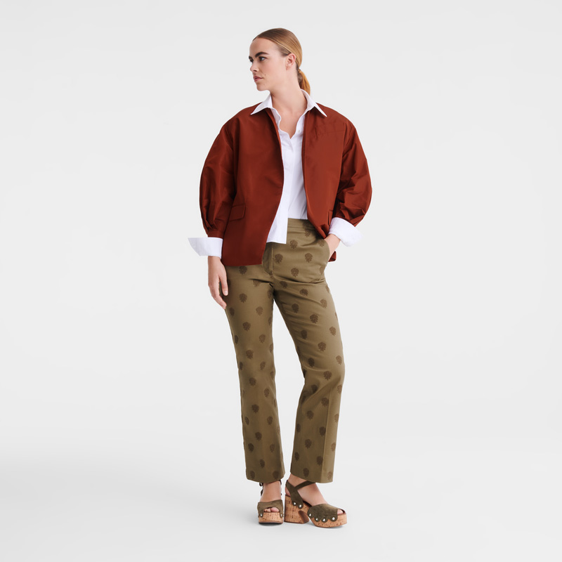 Longchamp |Hose Artichoke – Bestickte Gabardine |Artischocke