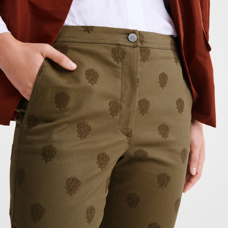 Longchamp |Hose Artichoke – Bestickte Gabardine |Artischocke