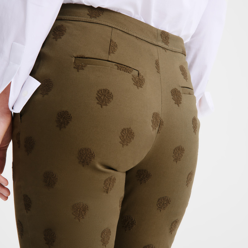 Longchamp |Hose Artichoke – Bestickte Gabardine |Artischocke