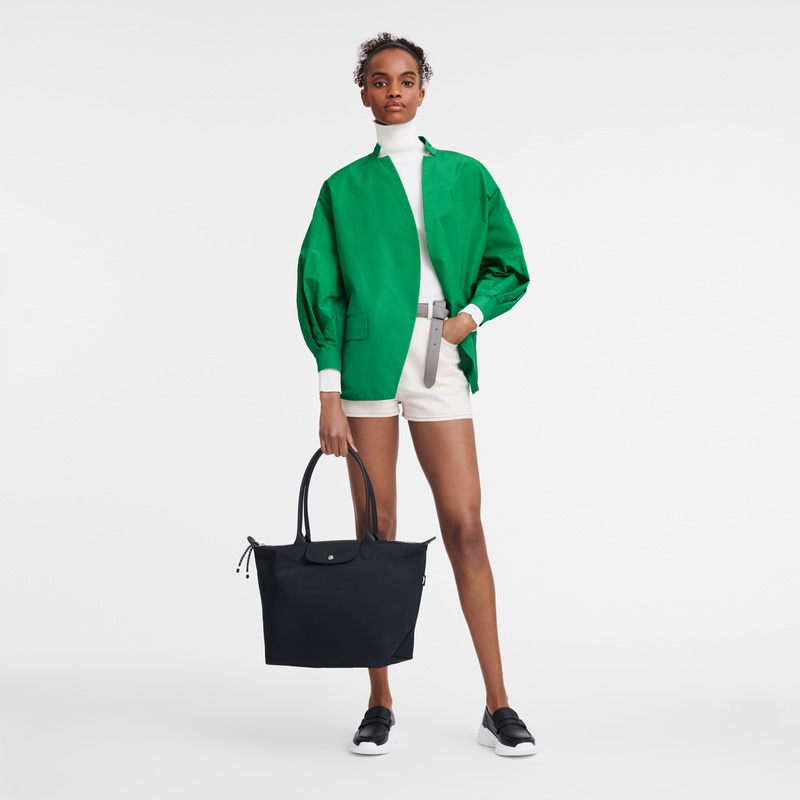 Longchamp |Le Pliage Energy L Tragetasche Schwarz – Recycelter Canvas |Schwarz