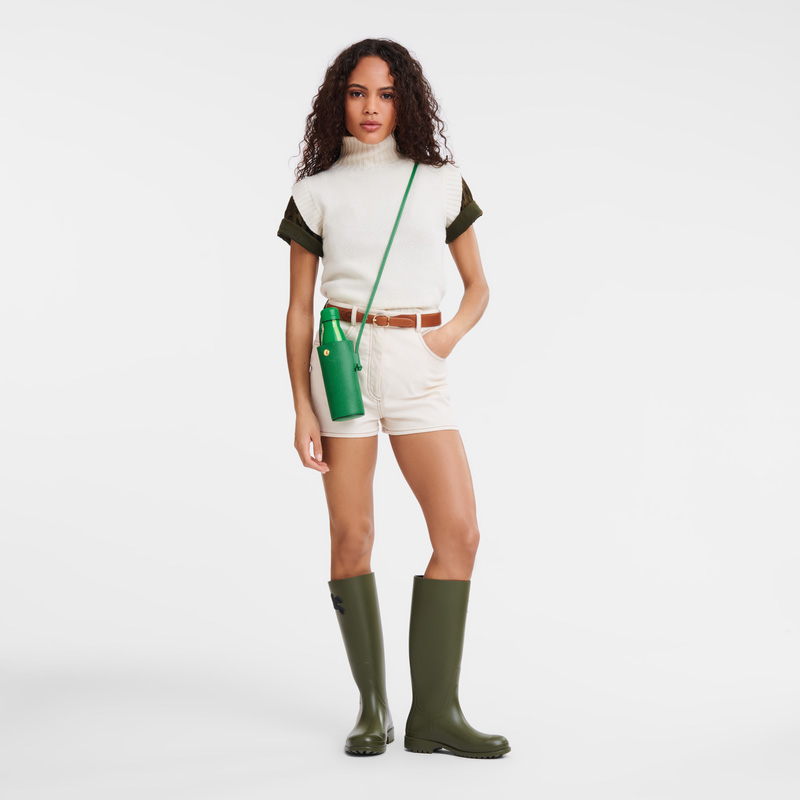 Longchamp |pure Flaschenhalter Grün – Leder |Grün