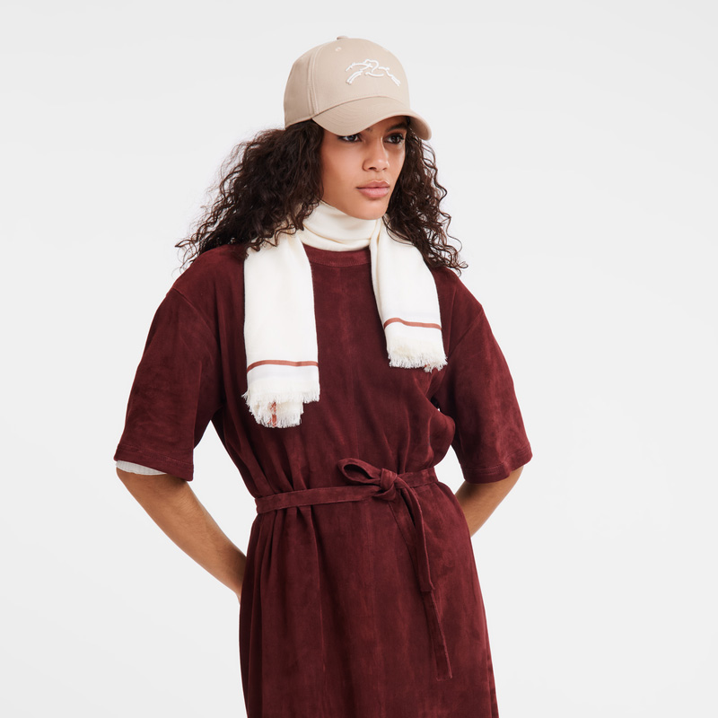 Longchamp |La Mdaille Schal Elfenbein – Baumwollmischung |Elfenbein