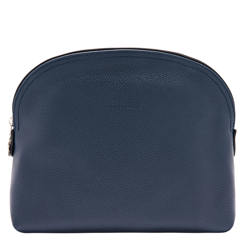Longchamp |Le Foulonn Kulturbeutel, Marineblau – Leder |Marineblau