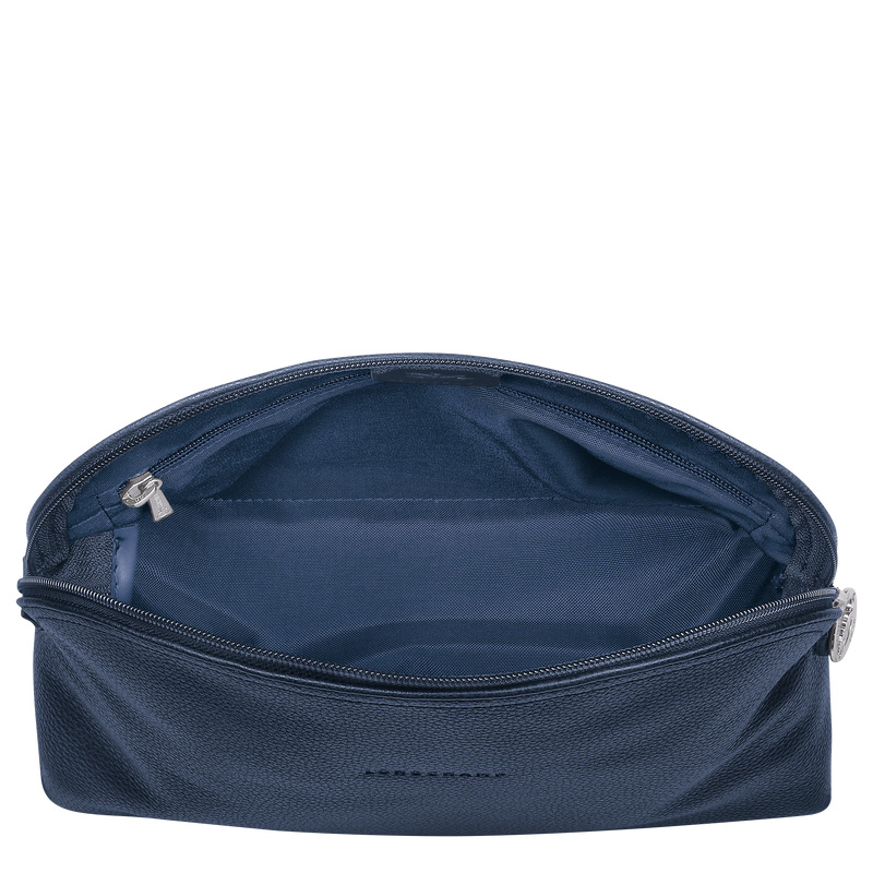 Longchamp |Le Foulonn Kulturbeutel, Marineblau – Leder |Marineblau