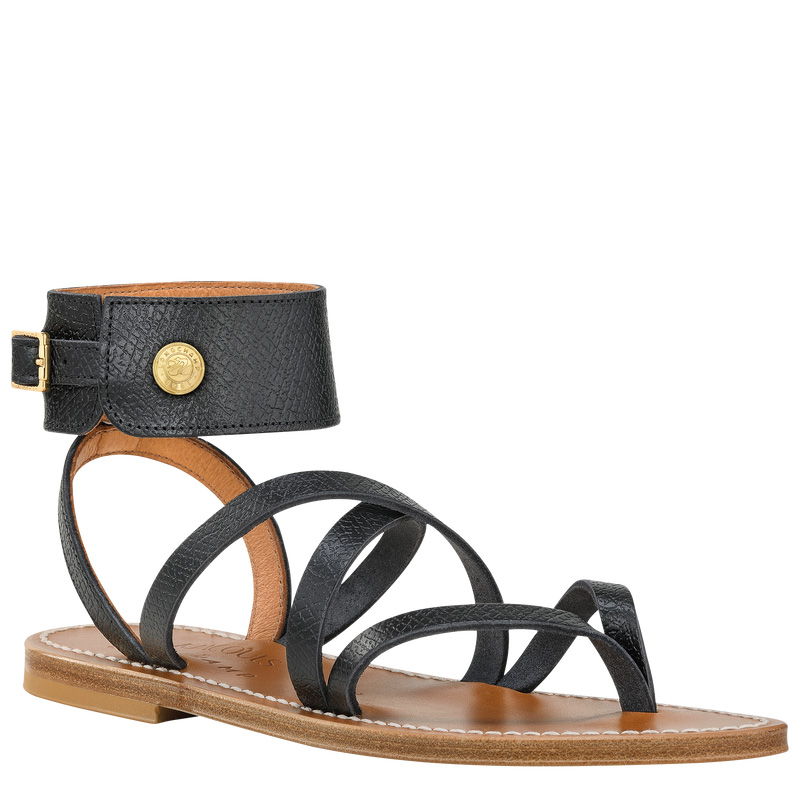 Longchamp |x K.Jacques Sandalen Schwarz – Leder |Schwarz