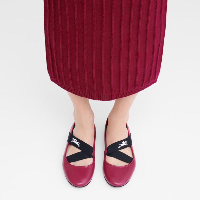 Longchamp |Energy Ballerinas Beetroot – Leder |Rote Bete