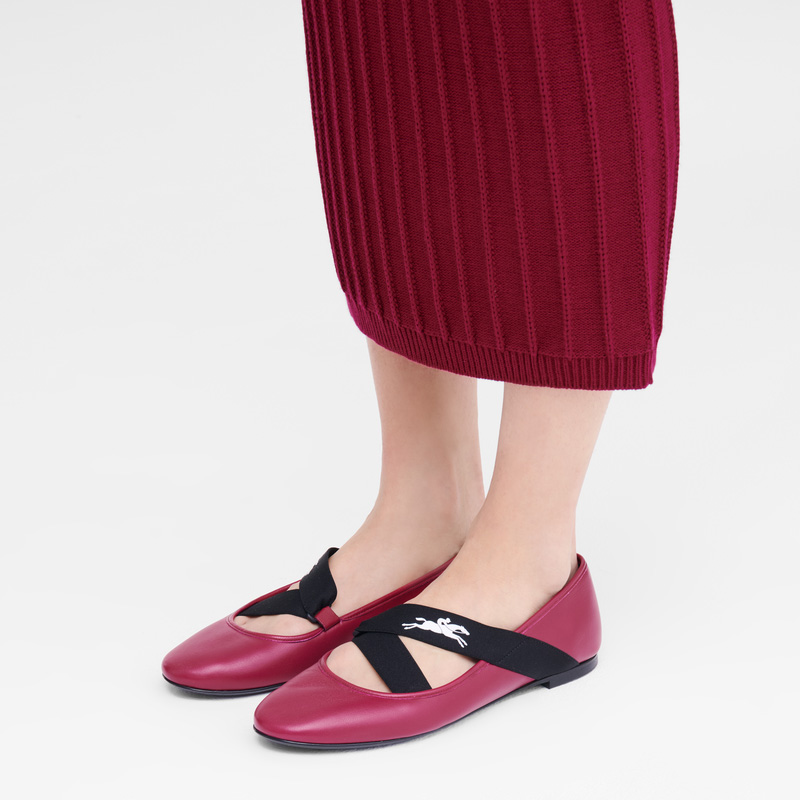 Longchamp |Energy Ballerinas Beetroot – Leder |Rote Bete