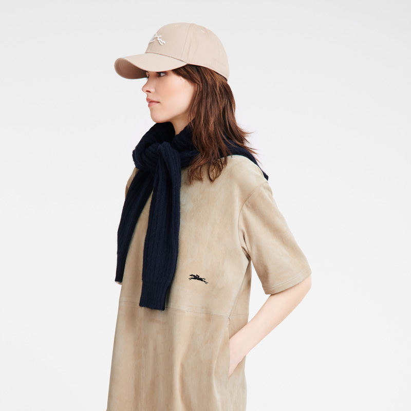 Longchamp |Langes Lederkleid Leinen – Leder |Leinen