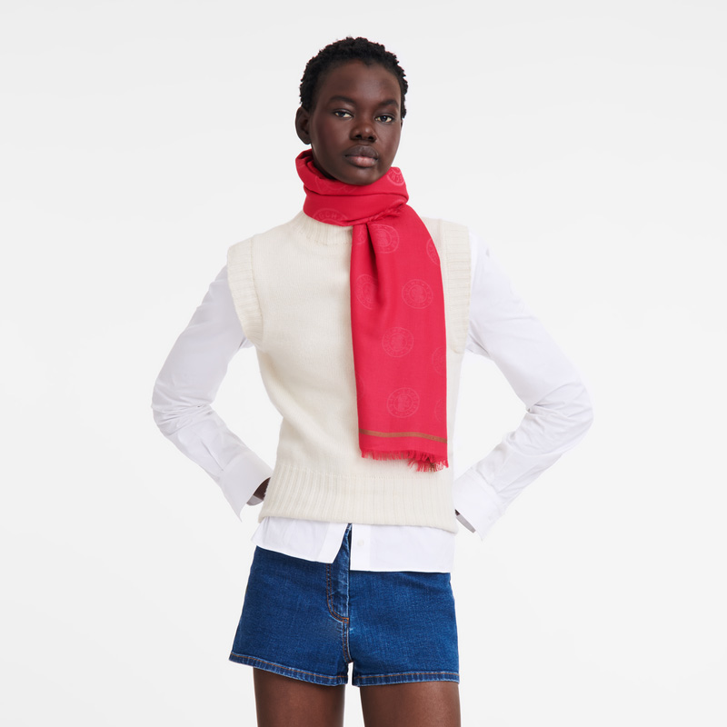 Longchamp |La Mdaille Schal Magenta – Baumwollmischung |Magenta