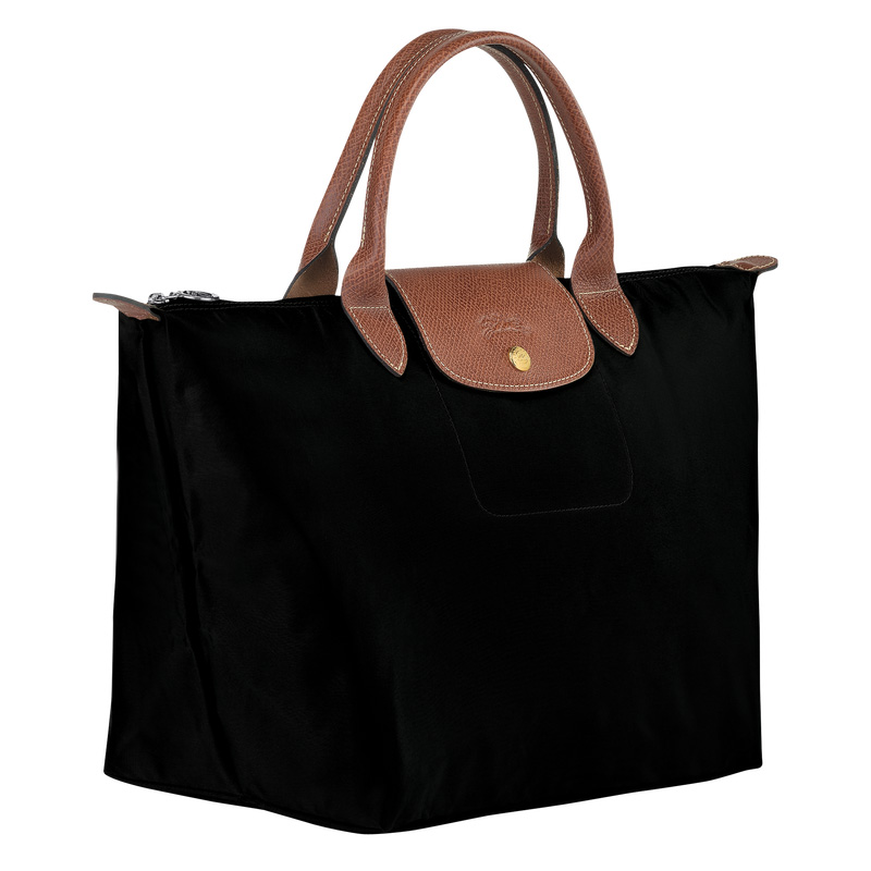 Longchamp |Le Pliage Original M Handtasche Schwarz – Recyceltes Canvas |Schwarz