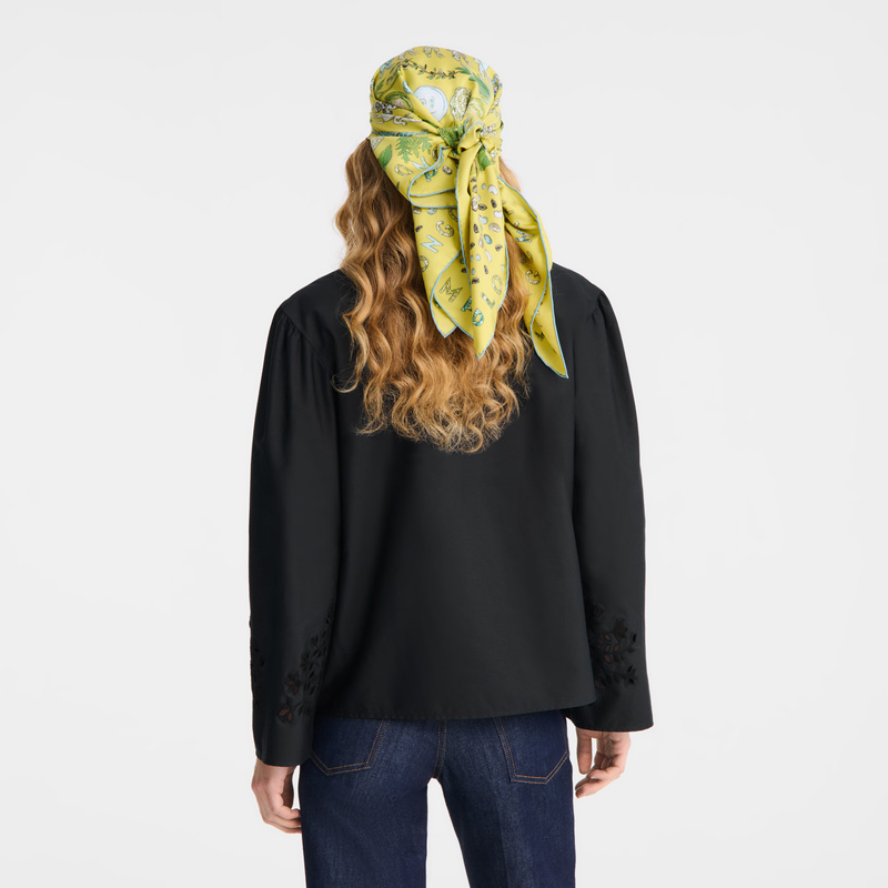 Longchamp |Bluse Schwarz – Popeline bestickt |Schwarz