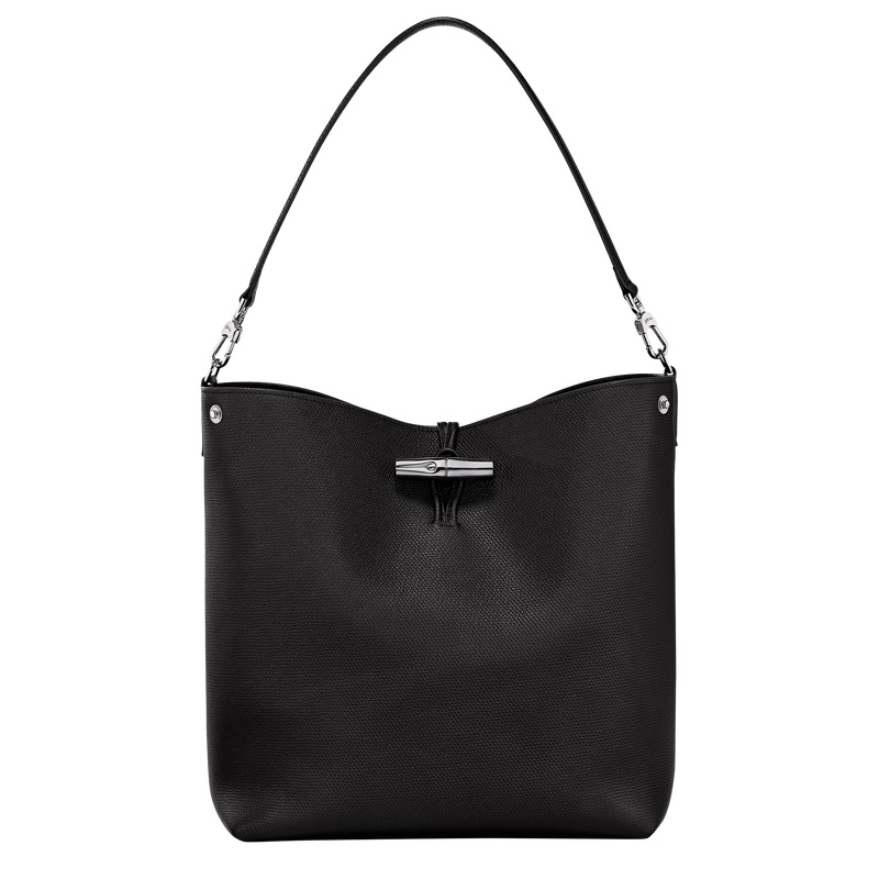 Longchamp |Le Roseau M Schultertasche Schwarz – Leder |Schwarz