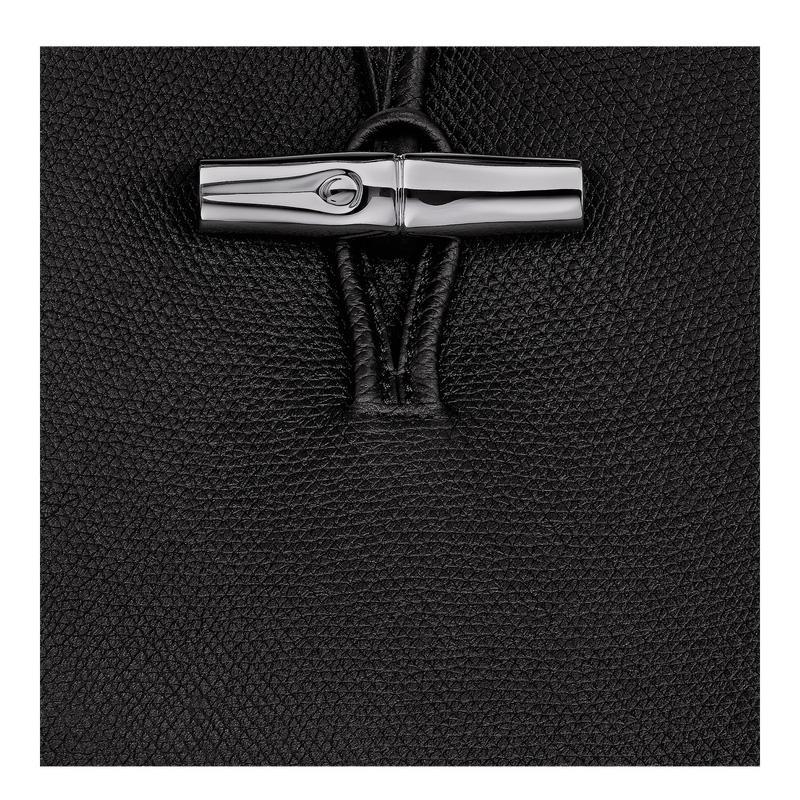 Longchamp |Le Roseau M Schultertasche Schwarz – Leder |Schwarz