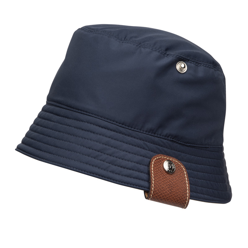 Longchamp |Wendbarer Fischerhut Marineblau/Artischocke – Technischer Taft |Marineblau/Artischocke