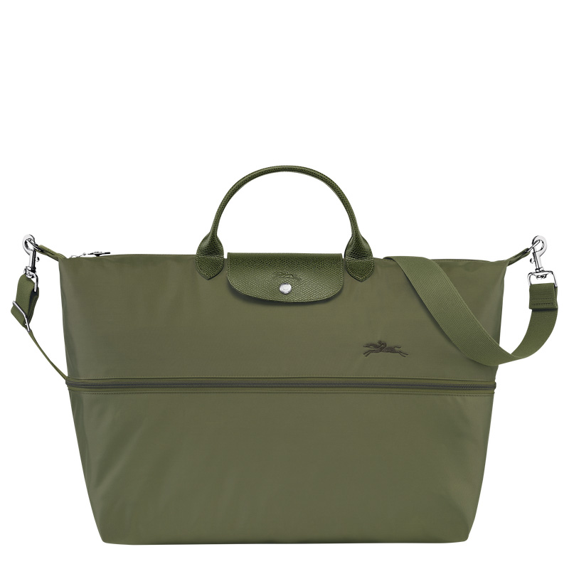 Longchamp |Le Pliage Grüne Reisetasche, erweiterbar Forest – Recyceltes Canvas |Forest