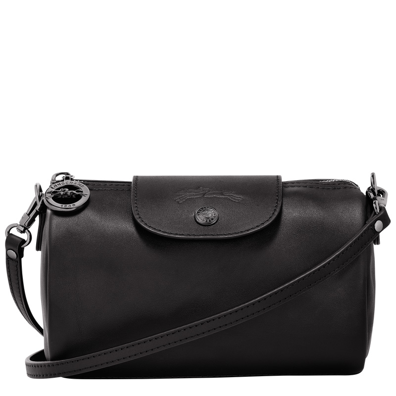 Longchamp |Le Pliage Xtra XS Umhängetasche, Schwarz – Leder |Schwarz