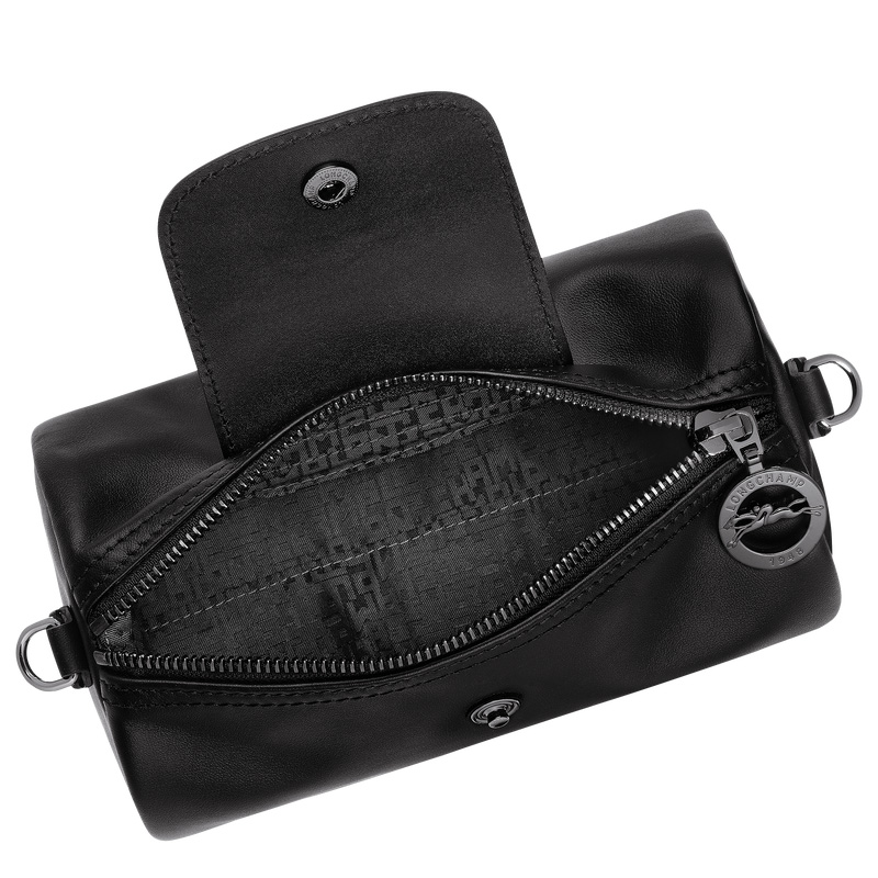 Longchamp |Le Pliage Xtra XS Umhängetasche, Schwarz – Leder |Schwarz