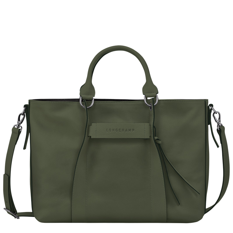 Longchamp |3D L Handtasche Khaki – Leder |Khaki