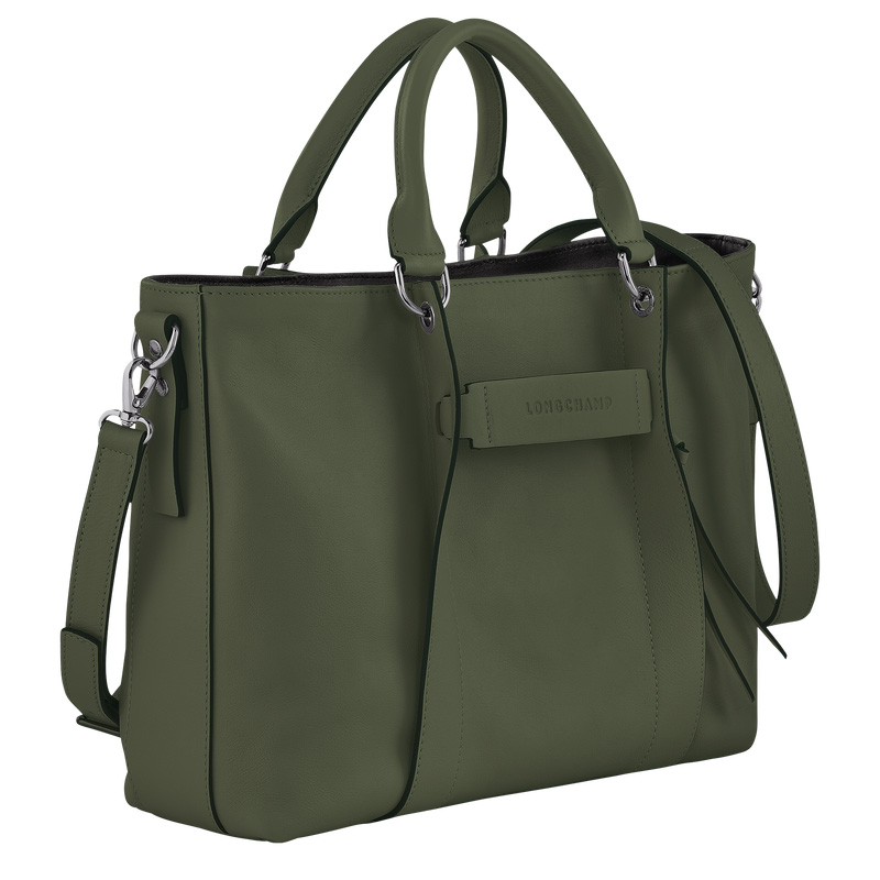 Longchamp |3D L Handtasche Khaki – Leder |Khaki