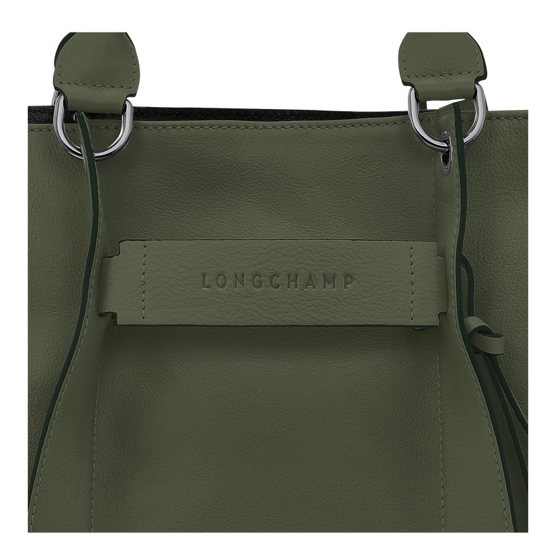 Longchamp |3D L Handtasche Khaki – Leder |Khaki