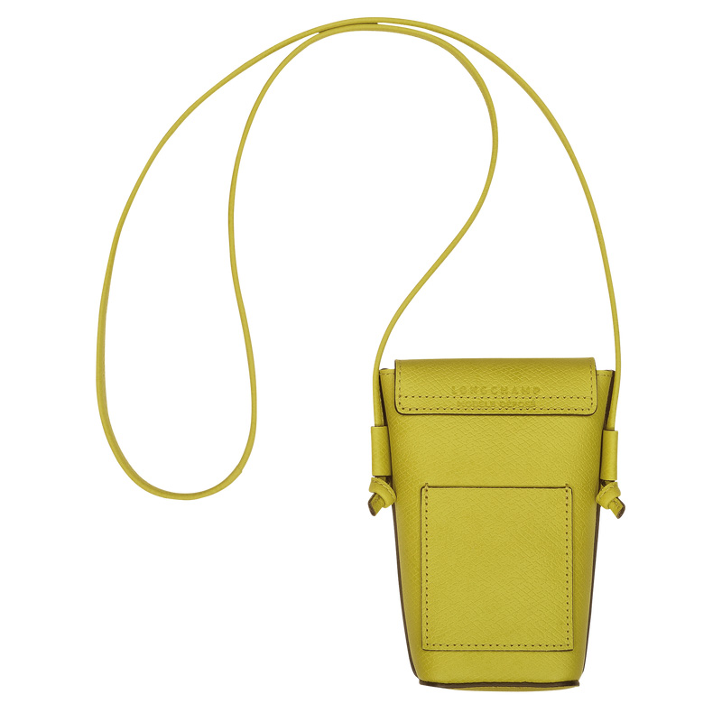 Longchamp |Pure Handytasche mit Lederband, Kiwigrün – Leder |Kiwigrün