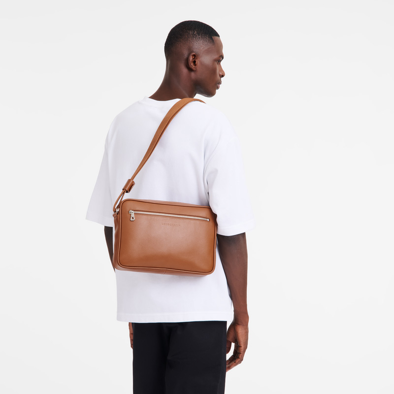 Longchamp |Le Foulonn M Kameratasche Karamell – Leder |Karamell