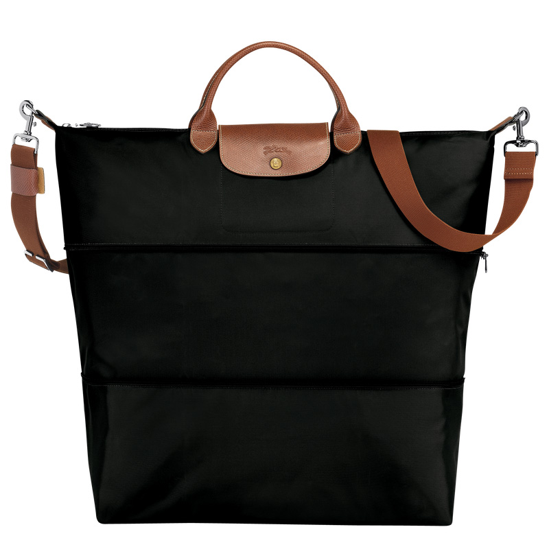 Longchamp |Le Pliage Original Reisetasche, erweiterbar, Schwarz – Recyceltes Canvas |Schwarz