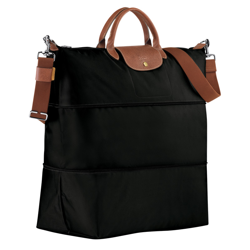 Longchamp |Le Pliage Original Reisetasche, erweiterbar, Schwarz – Recyceltes Canvas |Schwarz