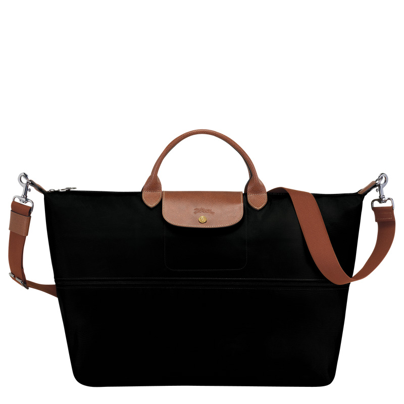 Longchamp |Le Pliage Original Reisetasche, erweiterbar, Schwarz – Recyceltes Canvas |Schwarz