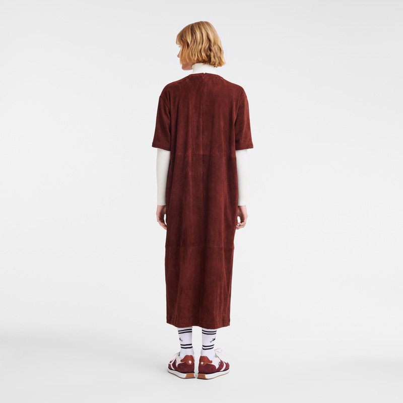 Longchamp |Langes Lederkleid Burgund – Leder |Burgunderrot Longchamp |Langes Lederkleid Burgund – Leder |Burgunderrot