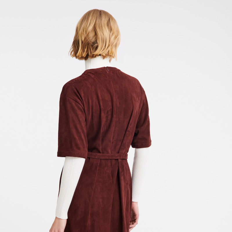 Longchamp |Langes Lederkleid Burgund – Leder |Burgunderrot Longchamp |Langes Lederkleid Burgund – Leder |Burgunderrot