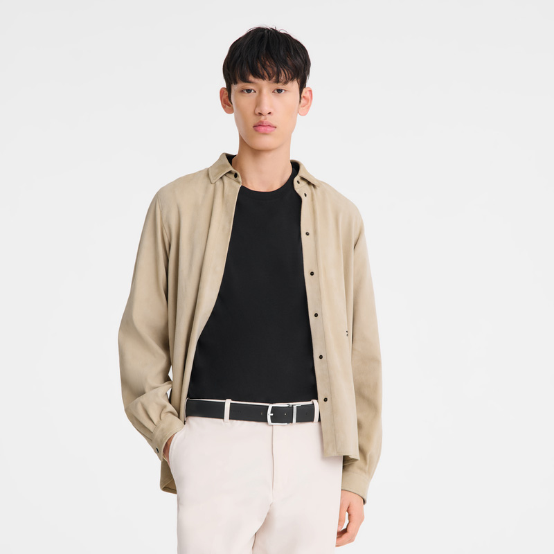 Longchamp |Le Foulonn Herrengürtel Marineblau/Schwarz – Leder |Marineblau/Schwarz