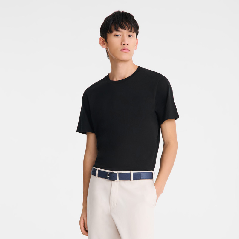 Longchamp |Le Foulonn Herrengürtel Marineblau/Schwarz – Leder |Marineblau/Schwarz