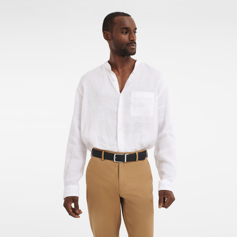 Longchamp |Le Foulonn Herrengürtel Marineblau/Schwarz – Leder |Marineblau/Schwarz