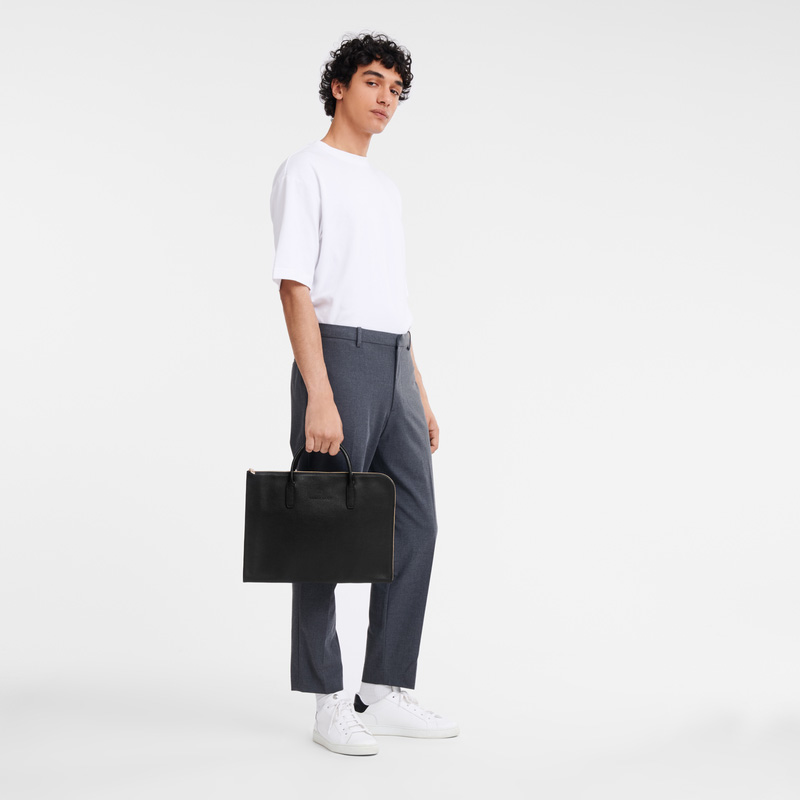 Longchamp |Le Foulonn S Aktentasche Schwarz – Leder |Schwarz