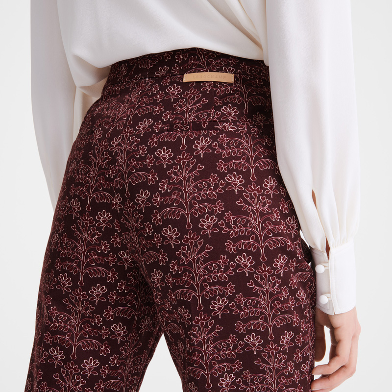 Longchamp |Hose Aubergine – Bedruckte Gabardine |Aubergine