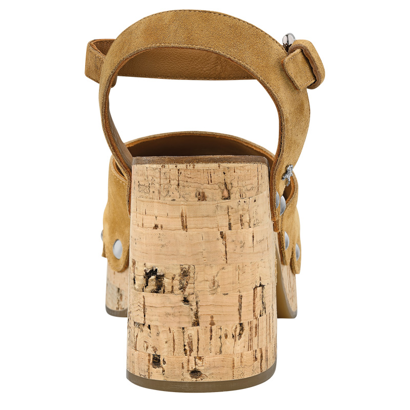 Longchamp |La Cigale Sandalen Walnuss – Leder |Walnuss