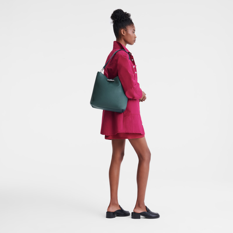 Longchamp |Le Roseau M Schultertasche Zeder – Leder |Zeder