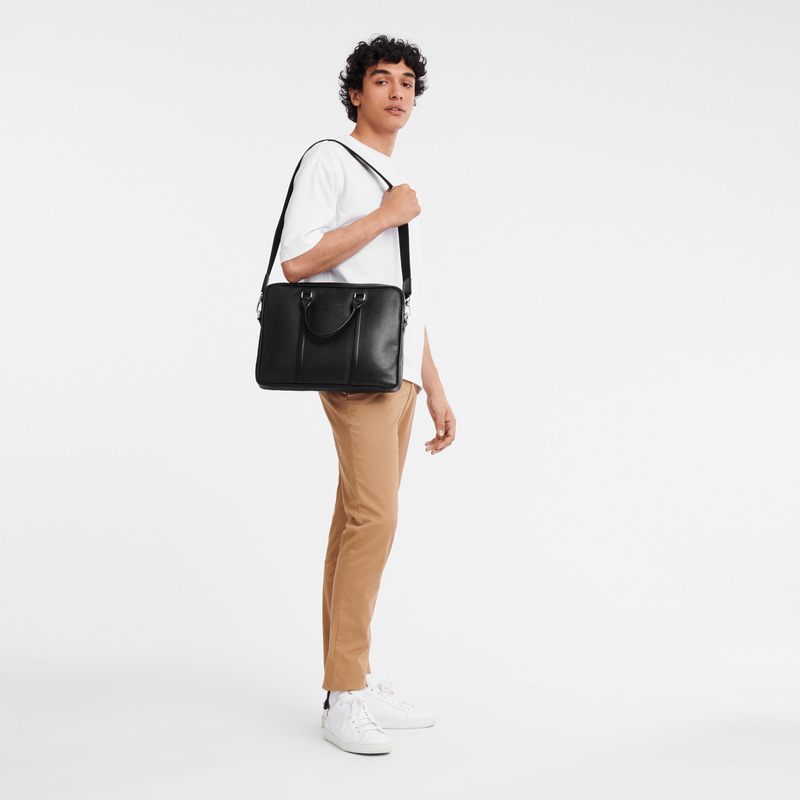 Longchamp |Le Foulonn XS Aktentasche Schwarz – Leder |Schwarz