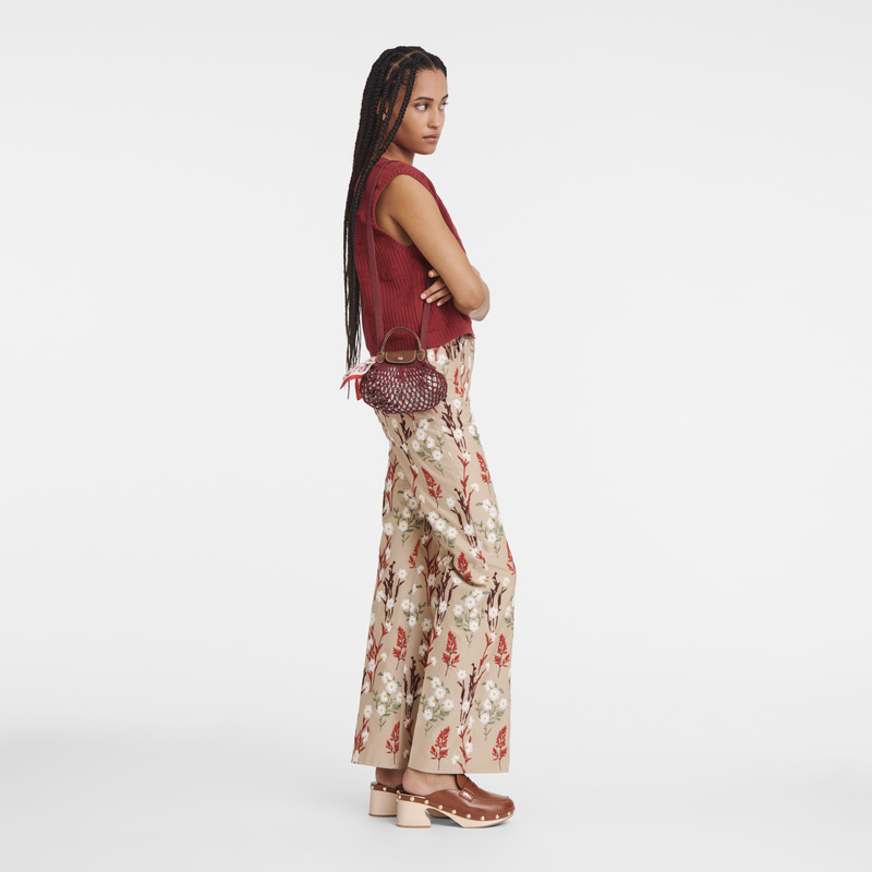 Longchamp |Le Pliage Filet XS Netztasche Mahagoni – Canvas |Mahagoni