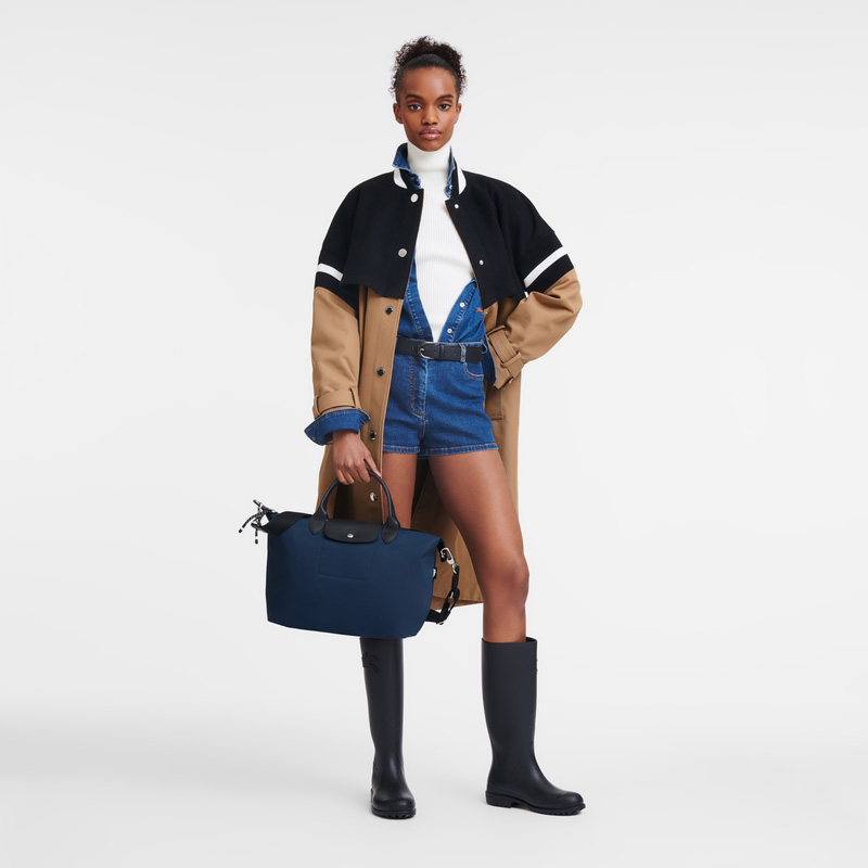 Longchamp |Le Pliage Energy L Handtasche Marineblau – Recyceltes Canvas |Marineblau