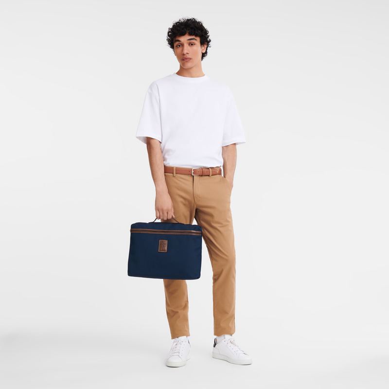 Longchamp |Boxford S Aktentasche, Blau – Recyceltes Canvas |Blau